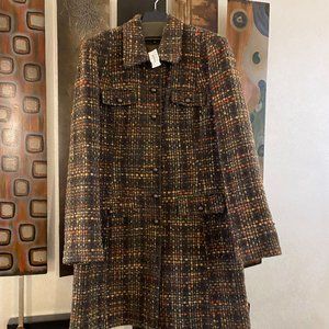 NEW With Tags - Jenne Maac Brown Tweed lightweight long coat, Size XL